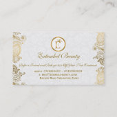 ホワイトダマスク&金ゴールドペイズリーレースロイヤリティカード ロイヤリティカード (裏面)