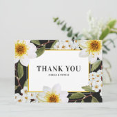 ホワイトダリアとスピアの植物ウェディング サンキューカード (スタンド正面)