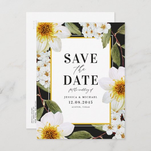 ホワイトダリアとスピレア植物保存日 案内ポストカード (正面/裏面)