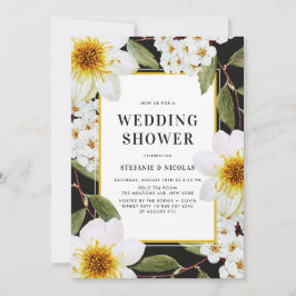 ホワイトダリアアンドスピレアボタニカルウェディングシャワー 招待状