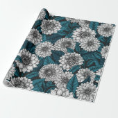 ホワイトダリアガーデン/ブルー離れの2 ラッピングペーパー (アンロールド)