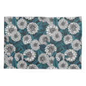 ホワイトダリアガーデン/ブルー離れの2 枕カバー (裏面-左)