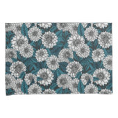 ホワイトダリアガーデン/ブルー離れの2 枕カバー (正面右)