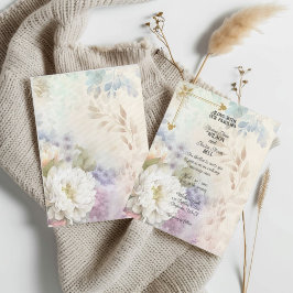 ホワイトダリアスパステルパープルアクセント 招待状