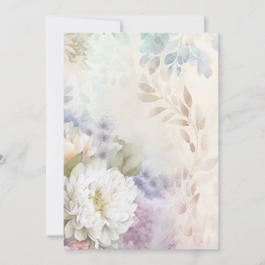 ホワイトダリアスパステルパープルアクセント 招待状 (裏面)