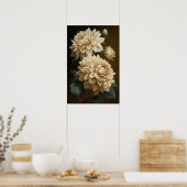 ホワイトダリアスフラワーアートプリントポスター ポスター (キッチン)