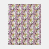 ホワイトダリアフラワーパターン自然 フリースブランケット (正面)