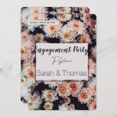 ホワイトダリアフローラエレガント婚約パーティ 招待状 (正面/裏面)