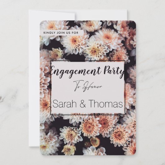 ホワイトダリアフローラエレガント婚約パーティ 招待状 (正面)