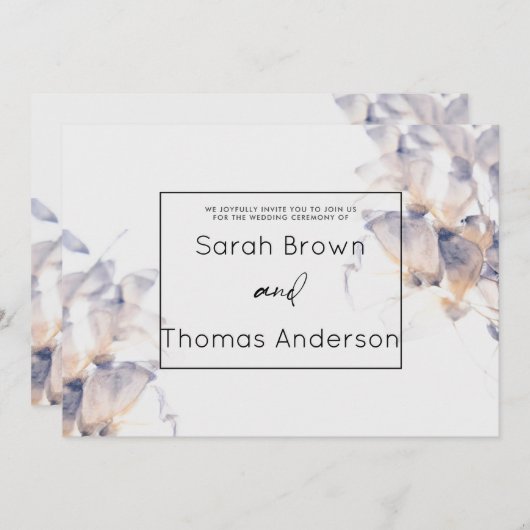 ホワイトダリアフローラエレガント結婚ブライダル 招待状 (正面/裏面)