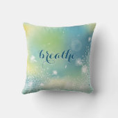 ホワイトダンデリオンズターコイズブルーエレガントカスタム クッション (裏面)