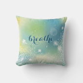 ホワイトダンデリオンズターコイズブルーエレガントカスタム クッション (正面)