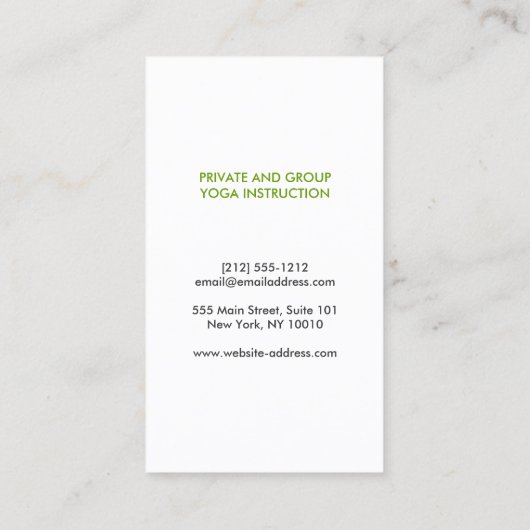 ホワイトダンデリオンズヨガ先生、ヨガインストラクター 名刺 (裏面)