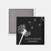 ホワイトダンデリオン結婚式の引き出物 マグネット (正面/裏面)