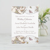 ホワイトダヴガーデンパターン ヴィンテージ 招待状 (スタンド正面)