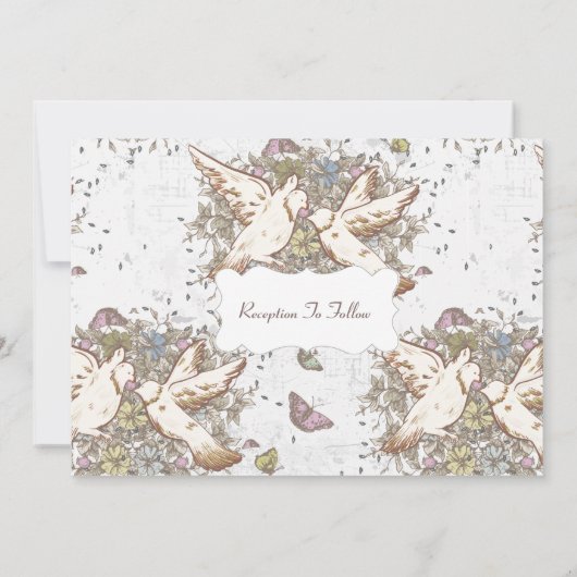 ホワイトダヴガーデンパターン ヴィンテージ 招待状 (裏面)