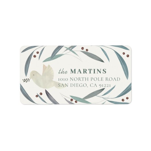 ホワイトダヴ 葉グリーン クリームホワイト 住所ラベル ラベル (正面)