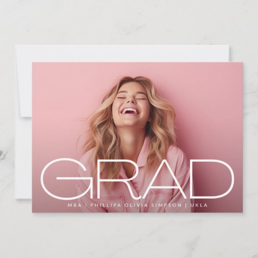 ホワイトダークオーバーレイポートレートモダン写真 案内状 (正面)