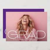 ホワイトダークオーバーレイポートレートモダン写真 案内状 (正面/裏面)