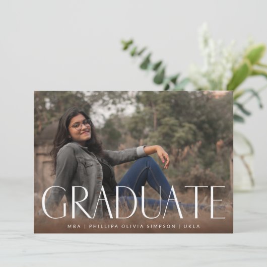 ホワイトダークオーバーレイモダン写真院生 案内状 (スタンド正面)