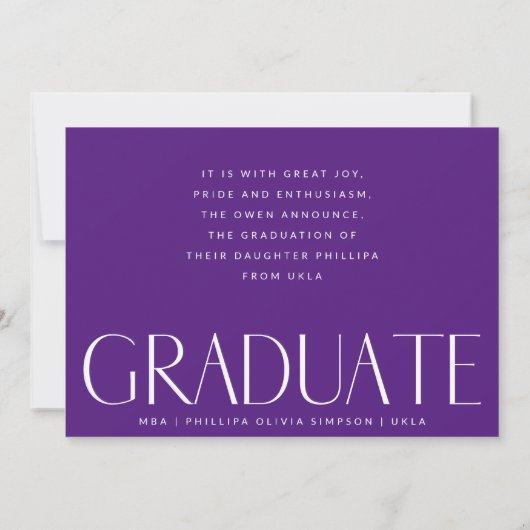 ホワイトダークオーバーレイモダン写真院生 案内状 (裏面)