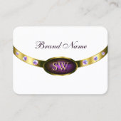 ホワイトダークパープル大理石と金ゴールド付きイニシャル 名刺 (正面)