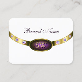 ホワイトダークパープル大理石と金ゴールド付きイニシャル 名刺
