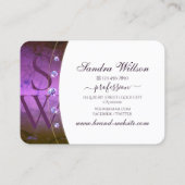 ホワイトダークパープル大理石と金ゴールド付きイニシャル 名刺 (裏面)
