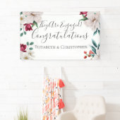 ホワイトダークピンクレッドフローラ緑婚約 横断幕 (インサイチュ)