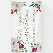 ホワイトダークピンクレッドフローラ緑婚約 横断幕 (縦)