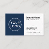 ホワイトダークブルーカスタムのロゴのミニマモダンリスト 名刺 (正面)