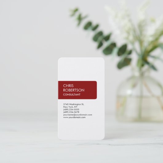 ホワイトダークレッド魅力的なチャーム名刺 名刺 (スタンド正面)