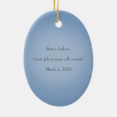 ホワイトチェロとボウカスタムダークブルー音楽 セラミックオーナメント (裏面)