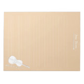 ホワイトチェロ＆ボウ 名入れ音楽教室 ベージュ ノートパッド (正面)