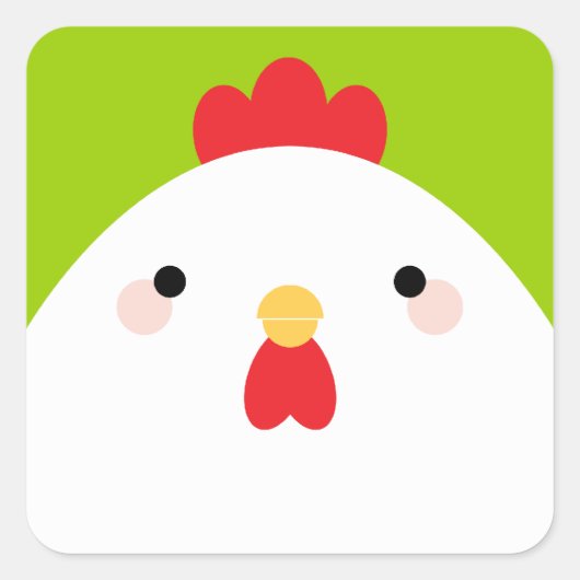 ホワイトチキンスクエアステッカー スクエアシール (正面)