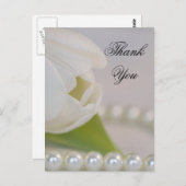 ホワイトチューリップとパール春の結婚式ありがとう ポストカード (正面/裏面)