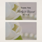ホワイトチューリップと結婚真珠の感謝メッセージカード (正面&裏面)