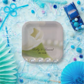 ホワイトチューリップアンドパール春の結婚式 ペーパープレート (パーティー)