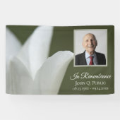 ホワイトチューリップオングリーンお祝いの葬式 横断幕 (横)