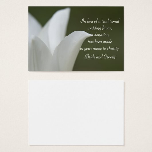 ホワイトチューリップオングリーン春の結婚式チャリティーのお気に入り (正面&裏面)
