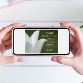 ホワイトチューリップオングリーン春婚約パーティ 招待状