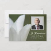 ホワイトチューリップオングリーン葬儀記念悔やみや弔慰 サンキューカード (正面)