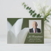 ホワイトチューリップオングリーン葬儀記念悔やみや弔慰 サンキューカード (スタンド正面)