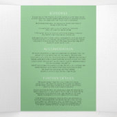 ホワイトチューリップグリーンハートインクアートモノグラム結婚ズ 三つ折り招待状 (内部中)