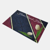 ホワイトチューリップストライプドアマット ドアマット (アングル)