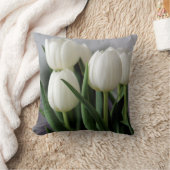 ホワイトチューリップバラズビューティフルフローラホランドガーデン クッション (ブランケット)