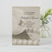 ホワイトチューリップフラワーアンドパール婚約パーティ 招待状 (スタンド正面)