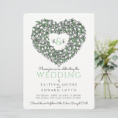 ホワイトチューリップブラックインクスケッチハートグリーン結婚ズ 招待状 (スタンド正面)