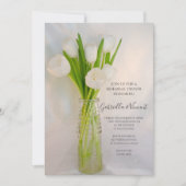 ホワイトチューリップミルク結婚ボトルのリハーサルディナー 招待状 (正面)