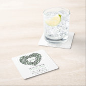 ホワイトチューリップリースインクスケッチモノグラム結婚ズ スクエアペーパーコースター (インサイチュ)